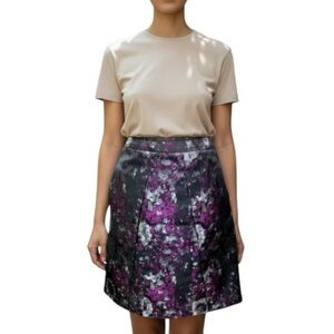 Ann Klein Paint Splash Purple Black Pleated Skirt